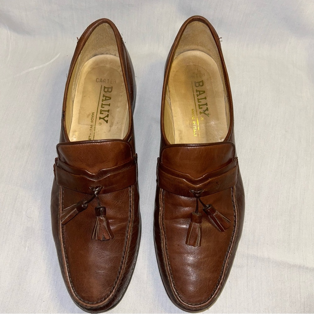 Bally Brown Italian Leather Loafers with Tassels Size 9.5M Great Condition - Picture 3 of 11
